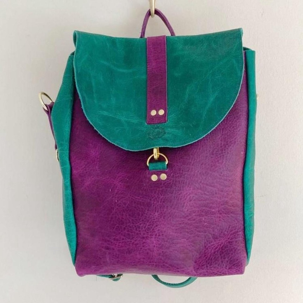 handmade one of a kind color block genuine dyed leather